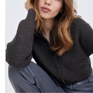 Aritzia Wilfred Nextdoor Merino Wool Cropped Cardigan